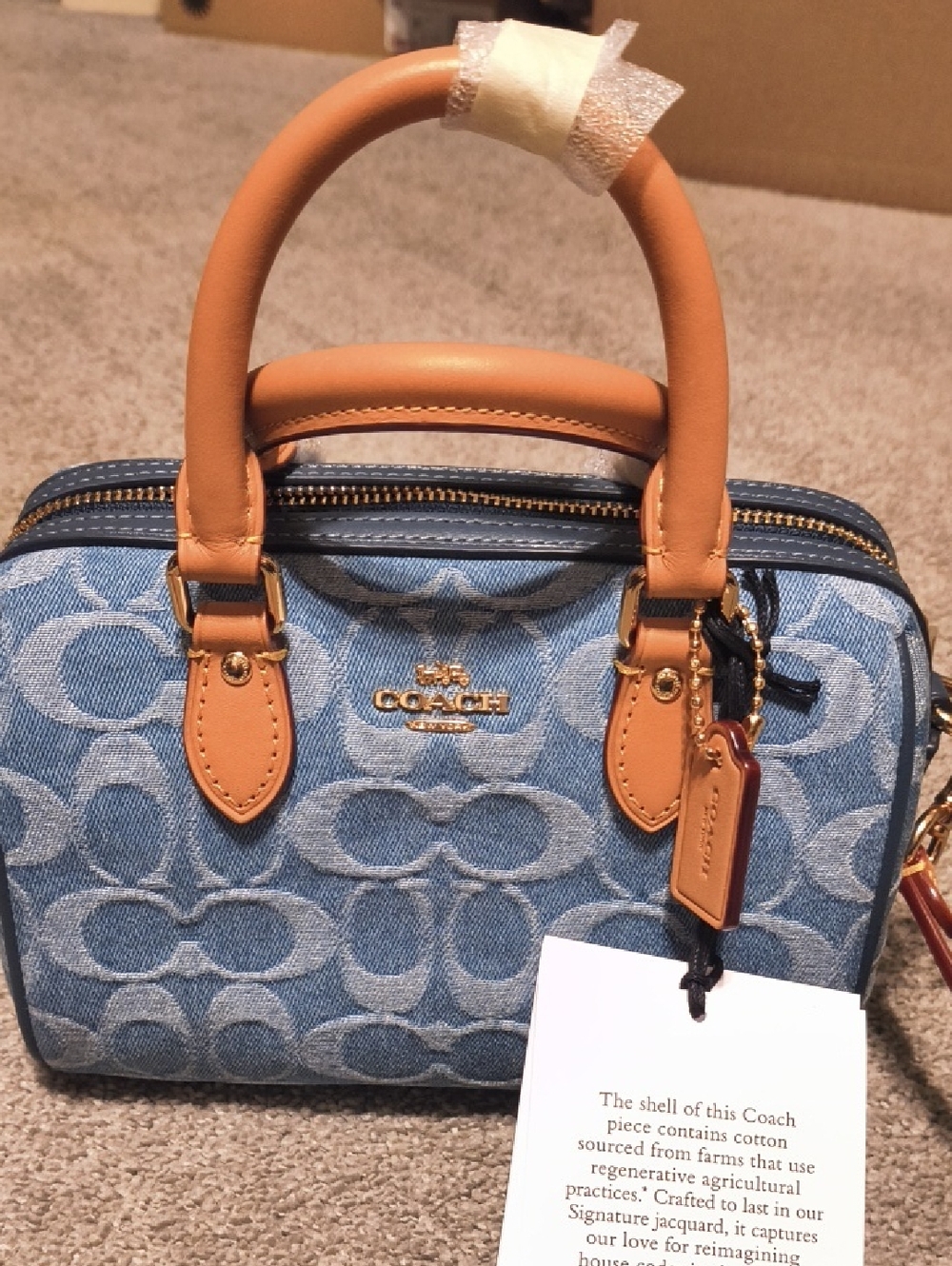 Coach Blue Signature Rowan New With Tags - Picture 5 of 6
